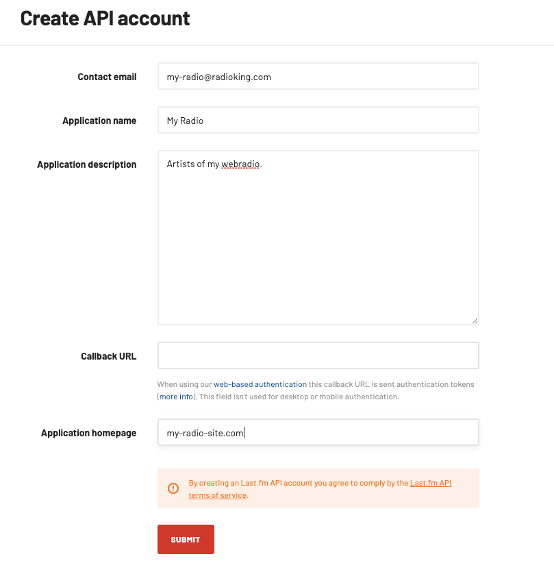 External APIs: How to create a Last.fm API Key – RadioKing Help Center